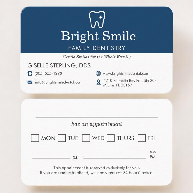 Dental Clinic Visit Reminder Appointment Business Card (Creator Uploaded)