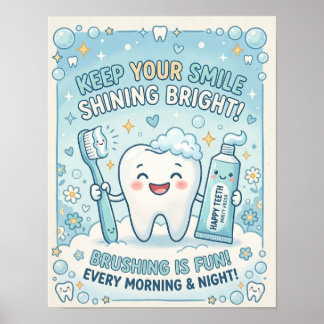 Dental Clinic Wall Art Tooth Cartoon Kids Decor