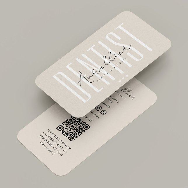 Dental Cosmetic Aesthetic Sand Beige Dentist Business Card (Dental Cosmetic Aesthetic Tan Beige Dentist Business Card
)