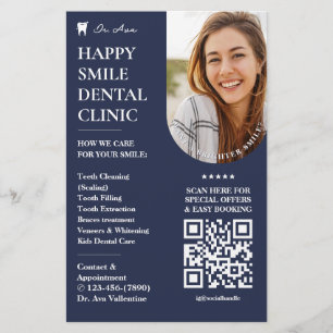 Dental Cosmetic Dentist Charcoal Blue Minimal Flyer