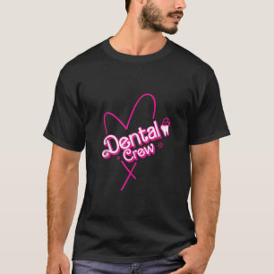 Dental Crew Funny Teeth Christmas Santa Retro Pink T-Shirt