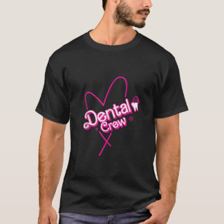 Dental Crew Funny Teeth Christmas Santa Retro Pink T-Shirt
