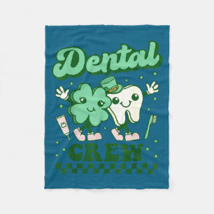 Dental crew funny tooth dental dentist st patricks fleece blanket