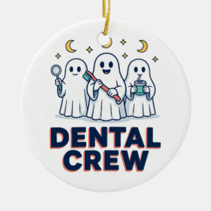 Dental Crew Tooth Ghosts Halloween Hygienist tooth Ceramic Tree Decoration