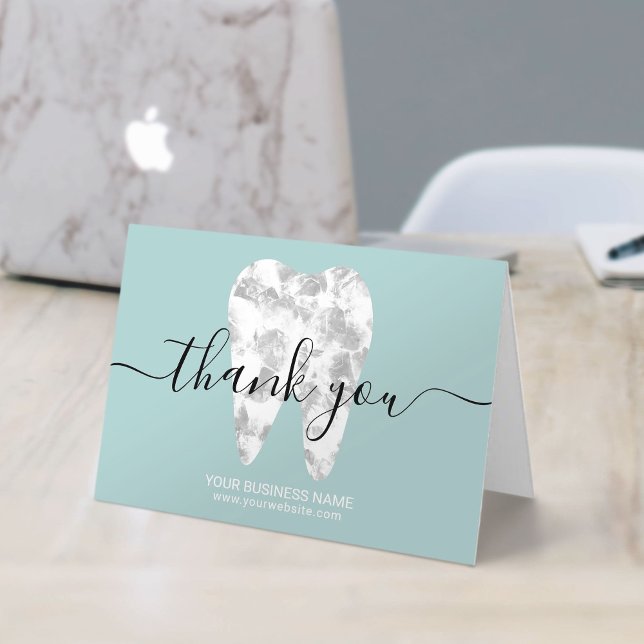 Dental Crystal Tooth Mint Blue Dentist Thank You Card (Creator Uploaded)