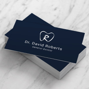 Dental Custom Tooth Logo Navy Blue Dentist Business Card