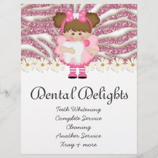 Dental Dentist Tooth Fairy Cute Zebra Glitter Flyer