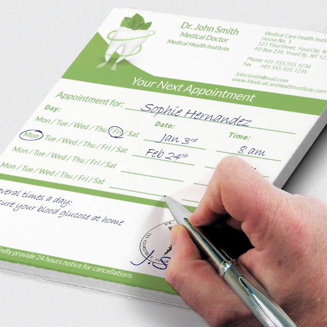 Dental Dentist Tooth Mint Leaf Medical Appointment Notepad (Creator Uploaded)