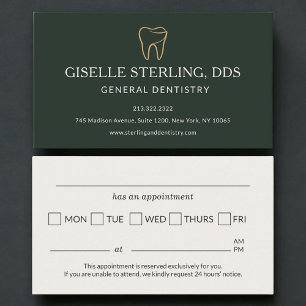 Dental Dentistry Green Appointment Reminder Business Card