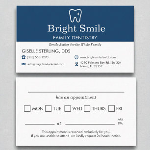 Dental Dentistry Office Appointment Reminder Business Card