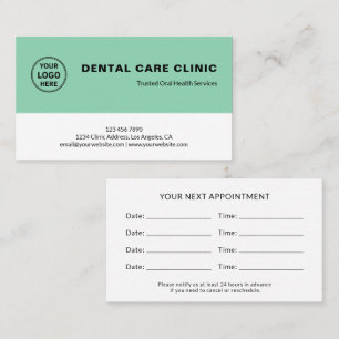 Dental Dentistry Professional Soft Green Reminder Appointment Card