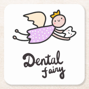 Dental Fairy Square Paper Coaster