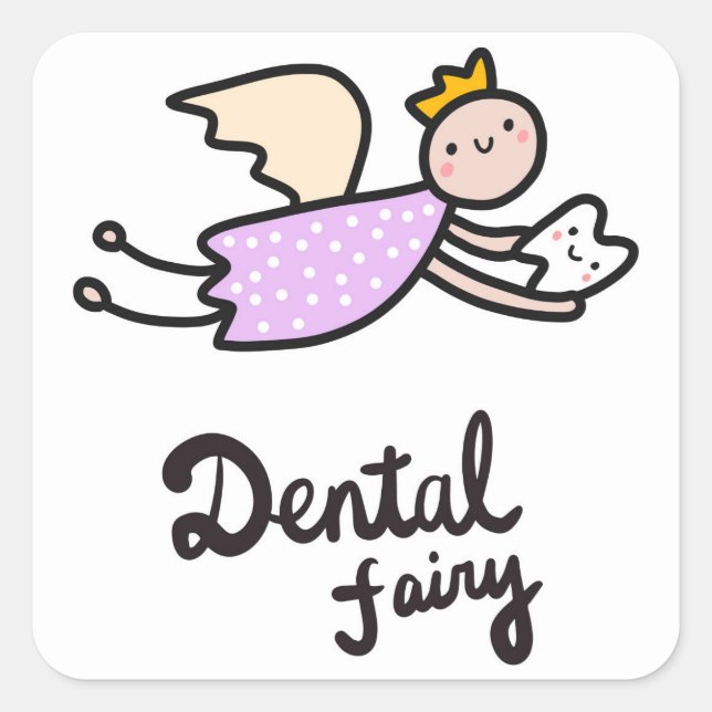 Dental Fairy Square Sticker (Front)
