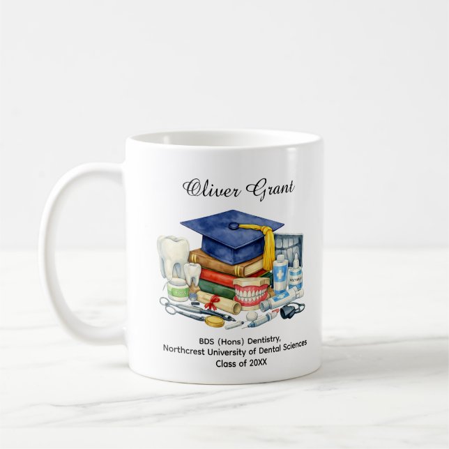 🎓Dental Graduate  Custom Name & Degree Coffee Mug (Left)
