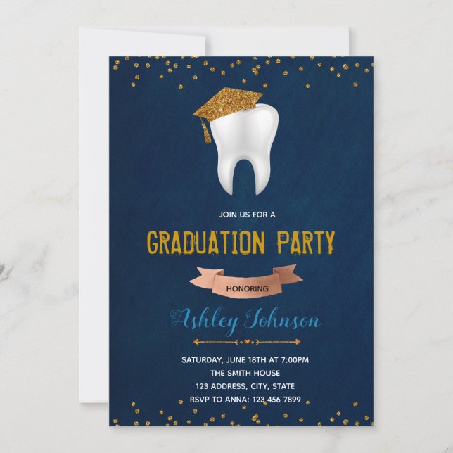 Dental graduation theme invitation (Front)