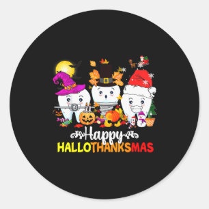 Dental Halloween Thanksgiving Christmas Happy Hall Classic Round Sticker