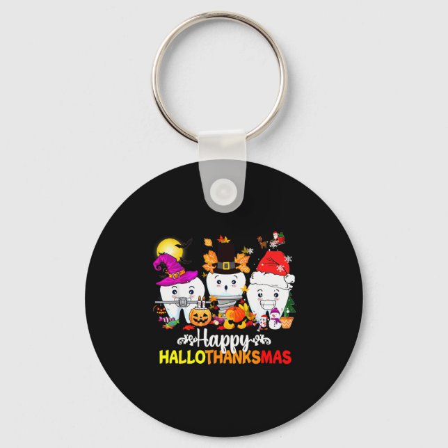Dental Halloween Thanksgiving Christmas Happy Hall Key Ring (Front)