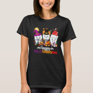 Dental Happy HalloThanksmas gnome teeth Happy Hall T-Shirt