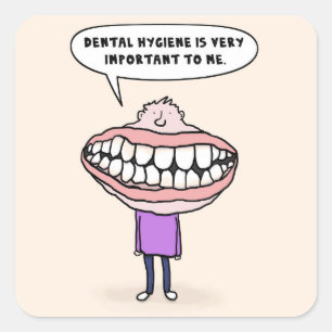 Dental Hygiene Big Mouth Man, Funny Stickers