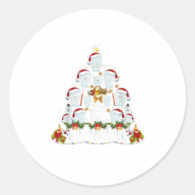 Dental Hygiene Oh Dentistree Tooth Xmas Classic Round Sticker (Front)