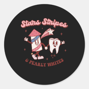 Dental Hygienist 4th Of July American Dentist Groo Classic Round Sticker