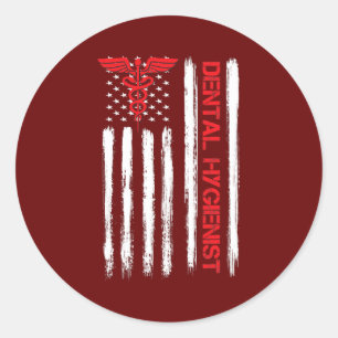 Dental Hygienist American Flag RDH Assistant Classic Round Sticker