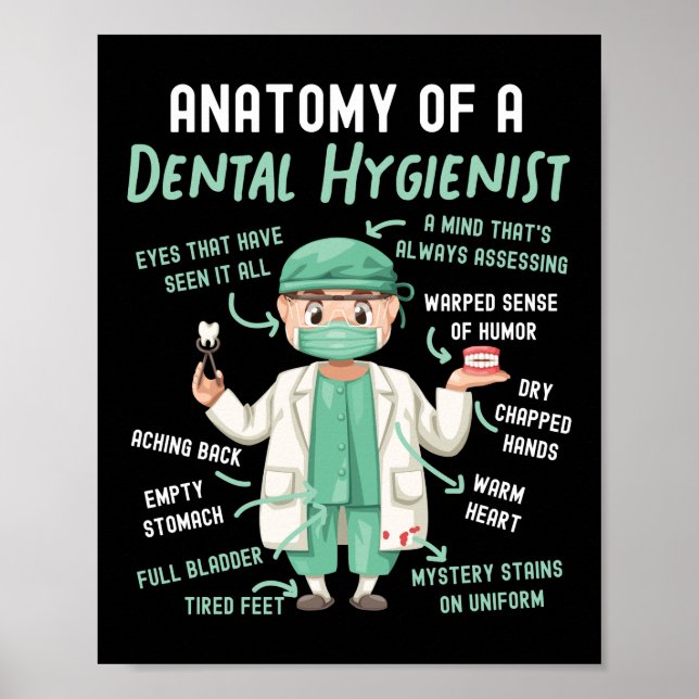 Dental Hygienist Dental Anatomy Of A Dental Poster (Front)