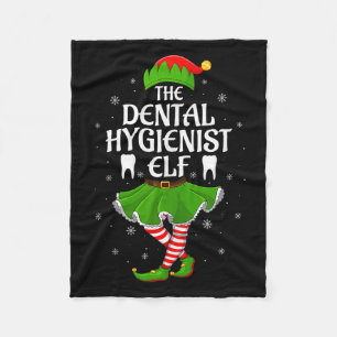 Dental Hygienist Elf Christmas Girls Women Elf Squ Fleece Blanket