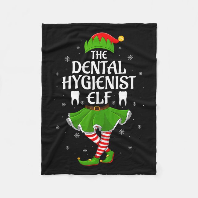 Dental Hygienist Elf Christmas Girls Women Elf Squ Fleece Blanket (Front)