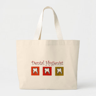 Dental Hygienist Gifts, 3 Teeth Design Large Tote Bag