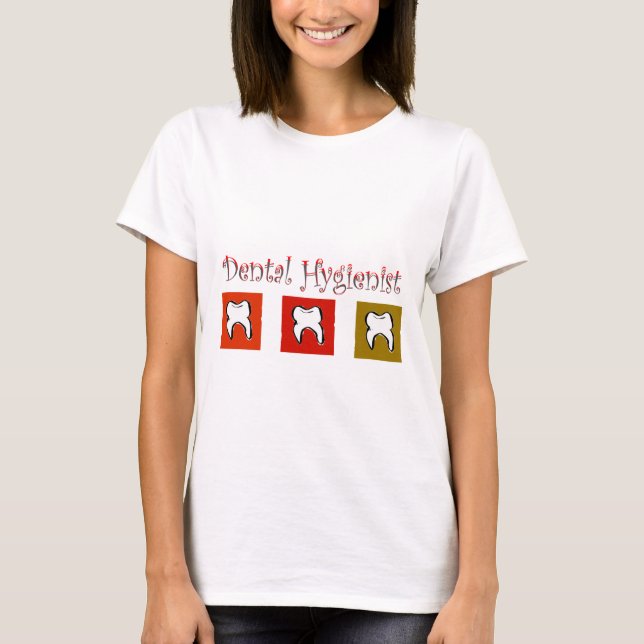 Dental Hygienist Gifts, 3 Teeth Design T-Shirt (Front)