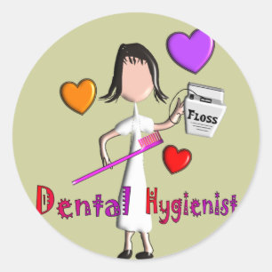 Dental Hygienist Gifts Adorable Hearts Design Classic Round Sticker