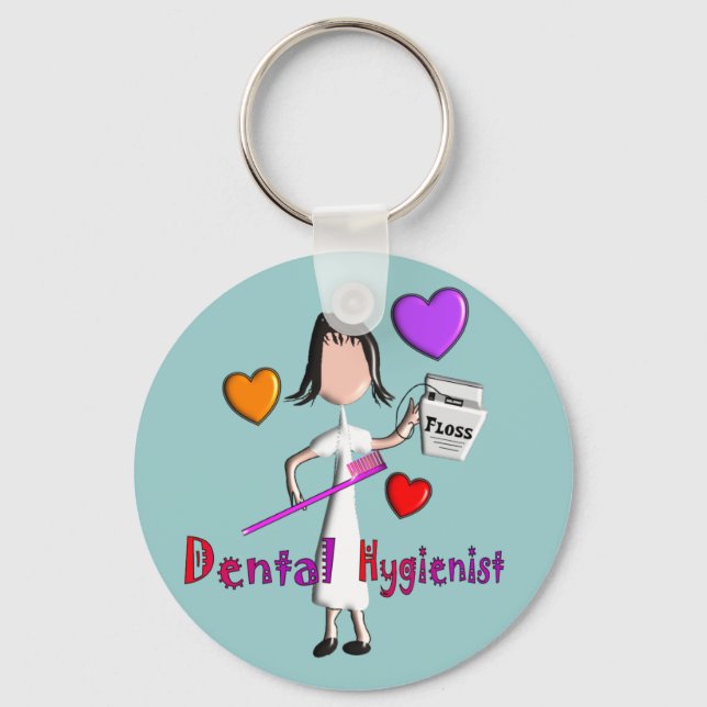 Dental Hygienist Gifts Adorable Hearts Design Key Ring (Front)