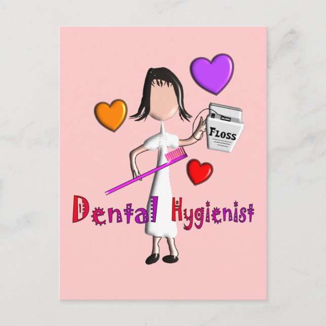 Dental Hygienist Gifts Adorable Hearts Design Postcard (Front)