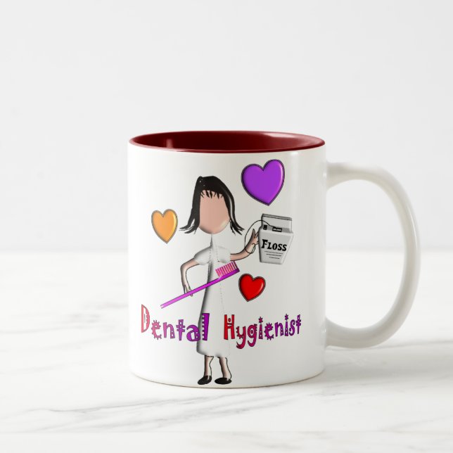 Dental Hygienist Gifts Adorable Hearts Design Two-Tone Coffee Mug (Right)