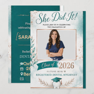 Dental Hygienist Graduation Invitation Card with P