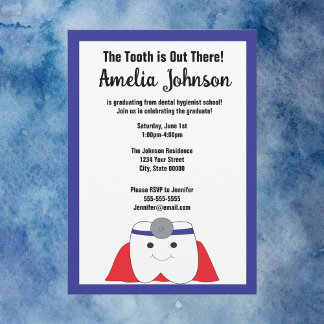 Dental Hygienist Graduation Tooth Personalise Invitation