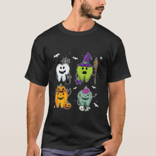 Dental Hygienist Halloween Ghost Teeth Pumpkin Wit T-Shirt