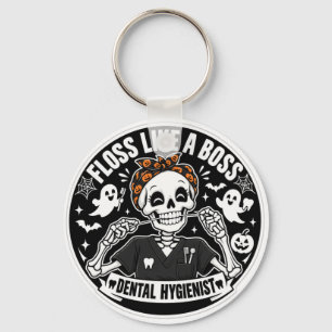 Dental Hygienist Halloween Skeleton Key Ring