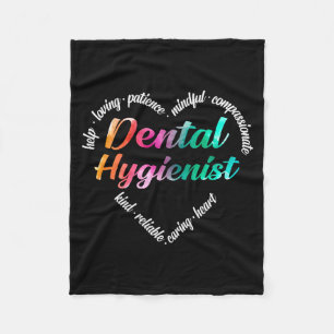 Dental Hygienist Heart Word Cloud Watercolor Fleece Blanket