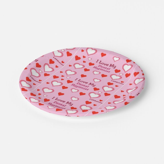 Dental Hygienist Hearts Paper Plate (Angled)