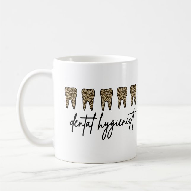 Dental Hygienist | RDH Dentist Cheetah print gifts Coffee Mug (Left)