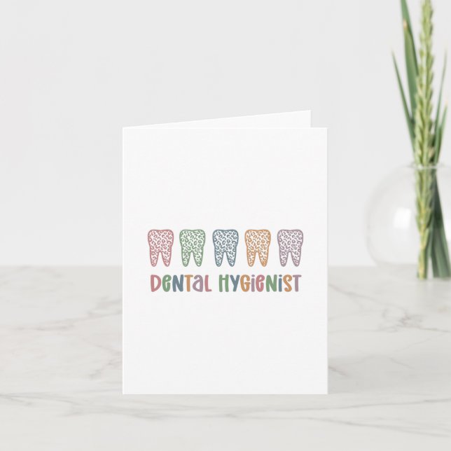 Dental Hygienist | RDH Dentist Leopard teeth gifts Card (Front)