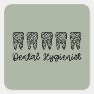 Dental Hygienist   RDH Dentist leopard teeth gifts Square Sticker