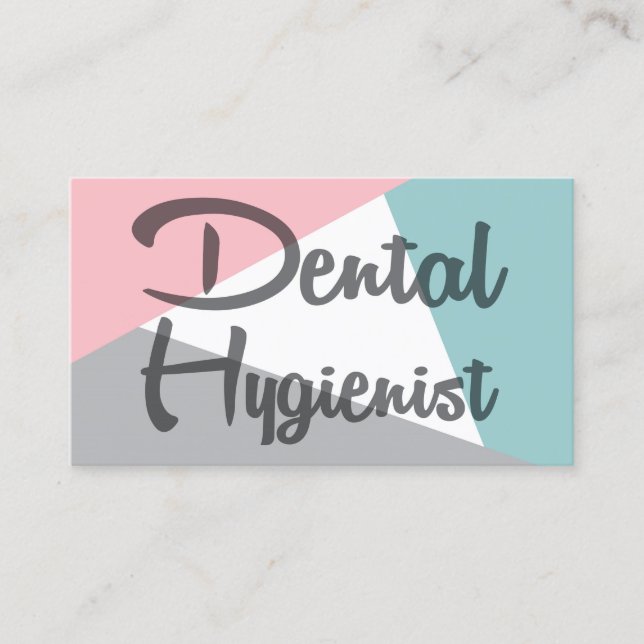 Dental Hygienist - Retro Dental Pink Mint Grey Business Card (Front)