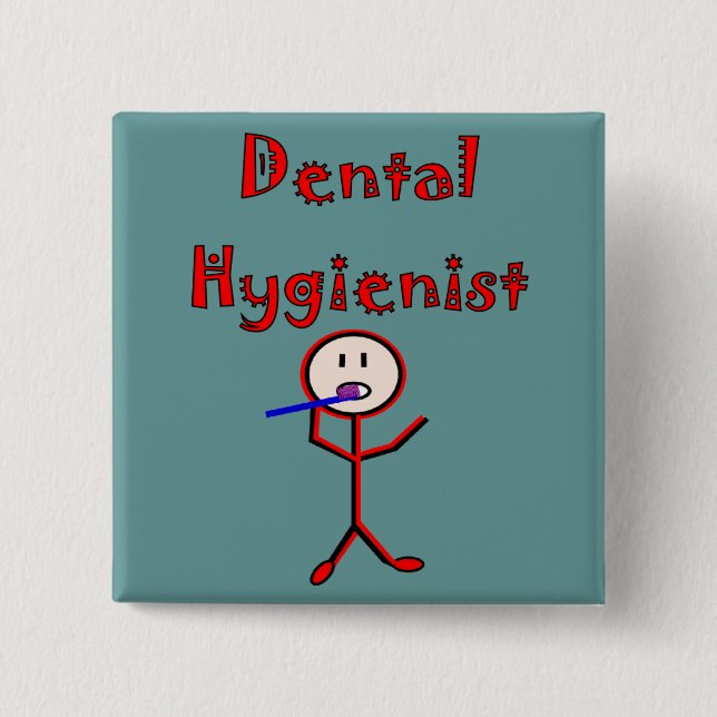Dental Hygienist Stick Person With Toothbrush 15 Cm Square Badge (Front)