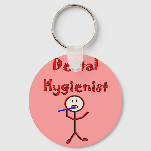 Dental Hygienist Stick Person With Toothbrush Key Ring (Front)