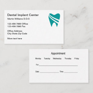 Dental Implants Logo Appointment Business Cards