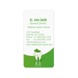 Dental Medical Mint Leaf Tooth - Address Label