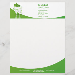 Dental Medical Mint Leaf Tooth - Letterhead Design